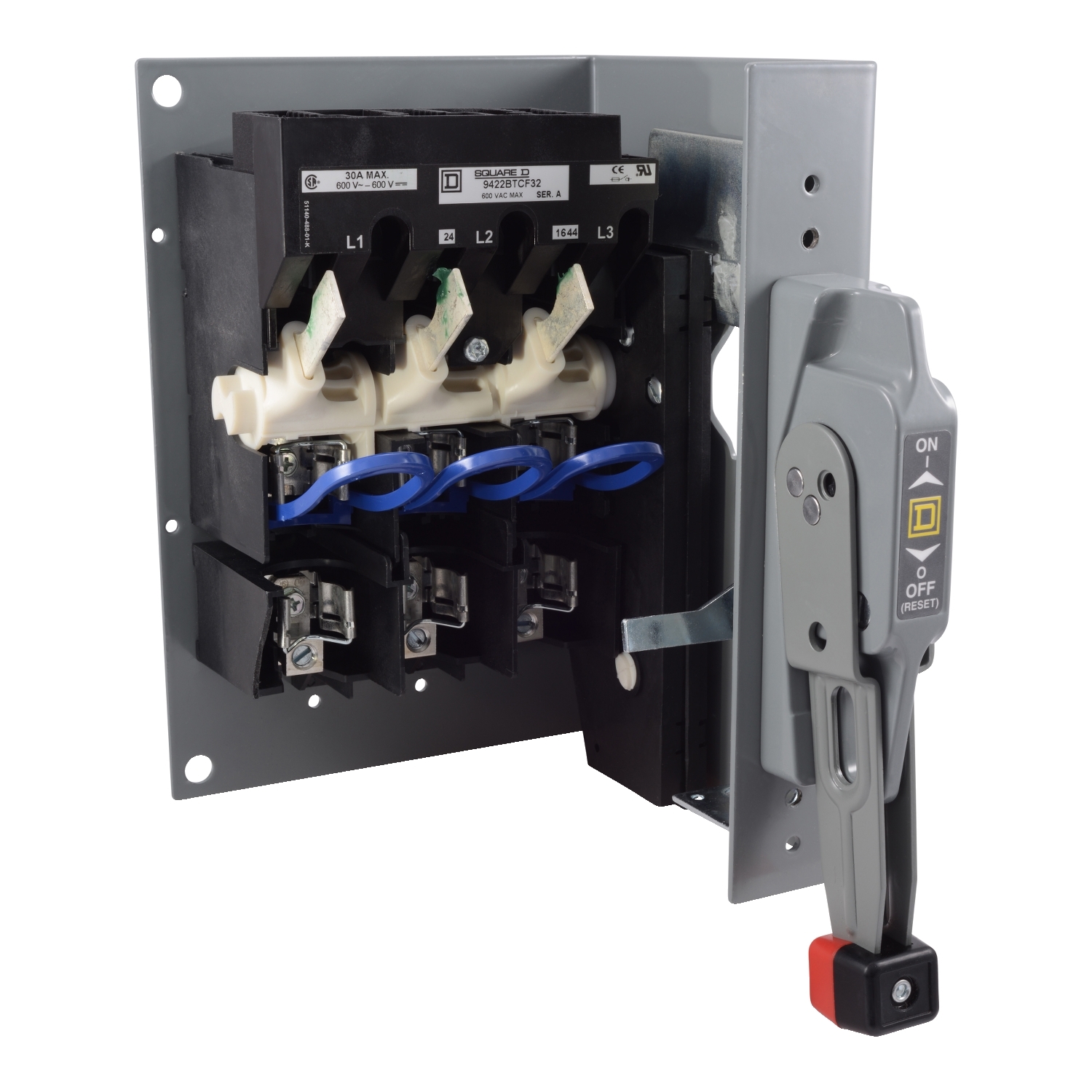 Schneider Electric Fusible Disconnect Switch; 3-Pole; 30A; Class H; J; K; R Fuse; Fixed Depth; Lever; UL 98